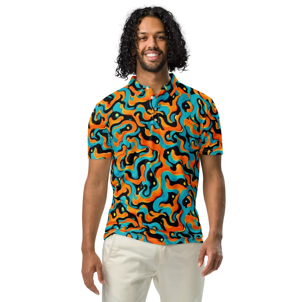 Voltage Wave on Men's Slim Fit Polo Shirt — Front