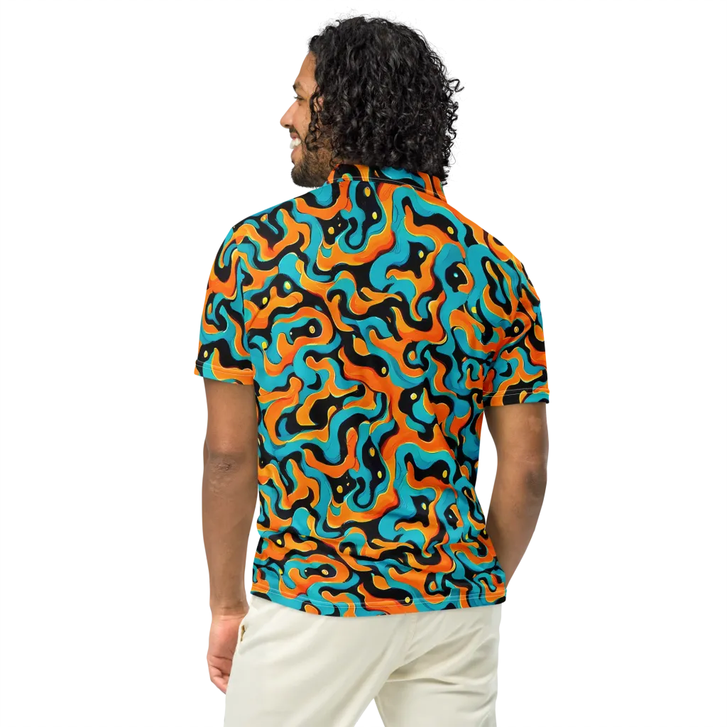 Voltage Wave on Men's Slim Fit Polo Shirt — Back