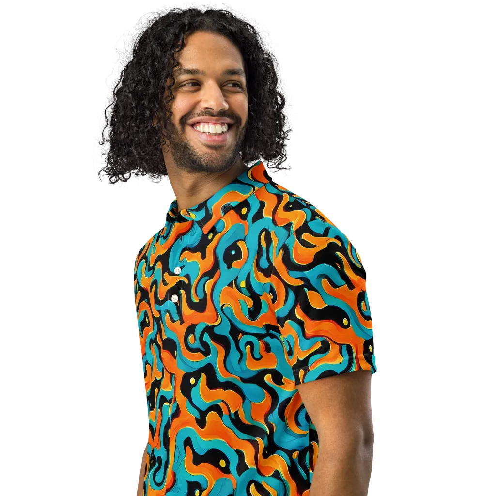 Voltage Wave on Men's Slim Fit Polo Shirt — Left Front
