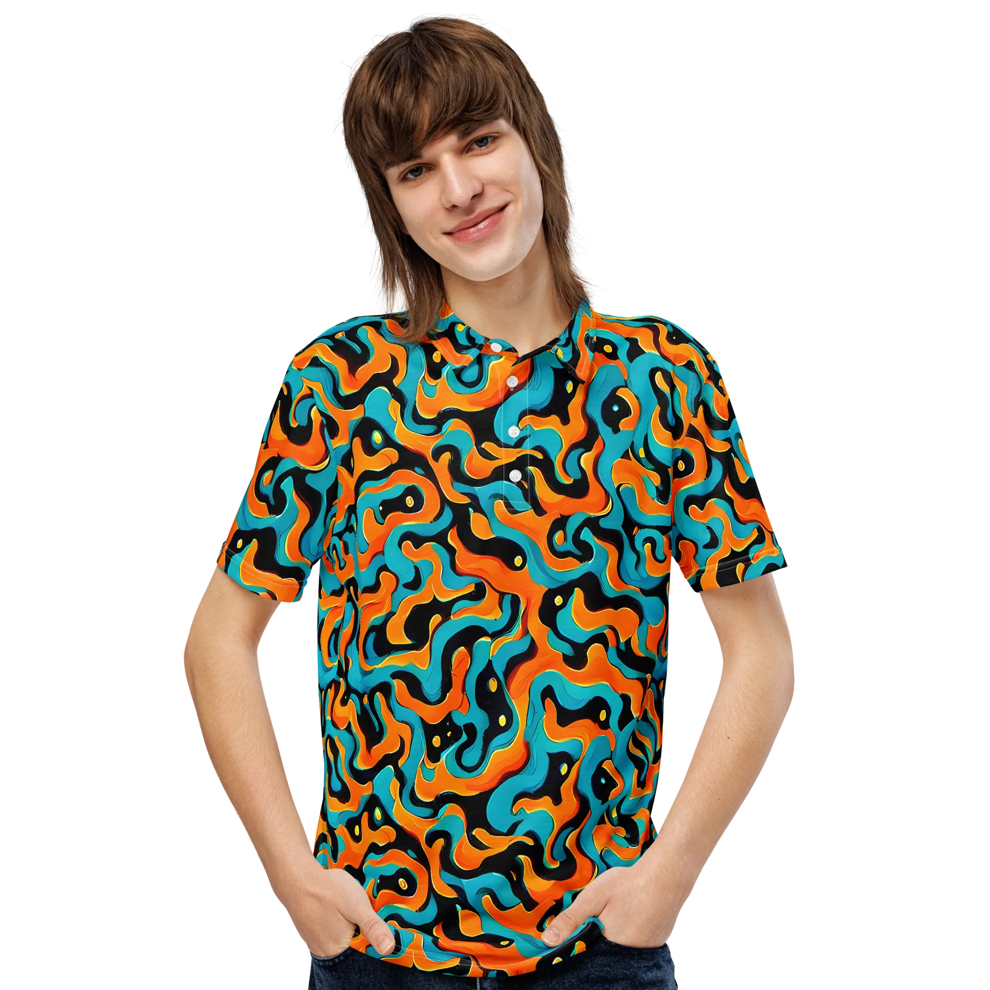 Voltage Wave on Men's Slim Fit Polo Shirt — Front
