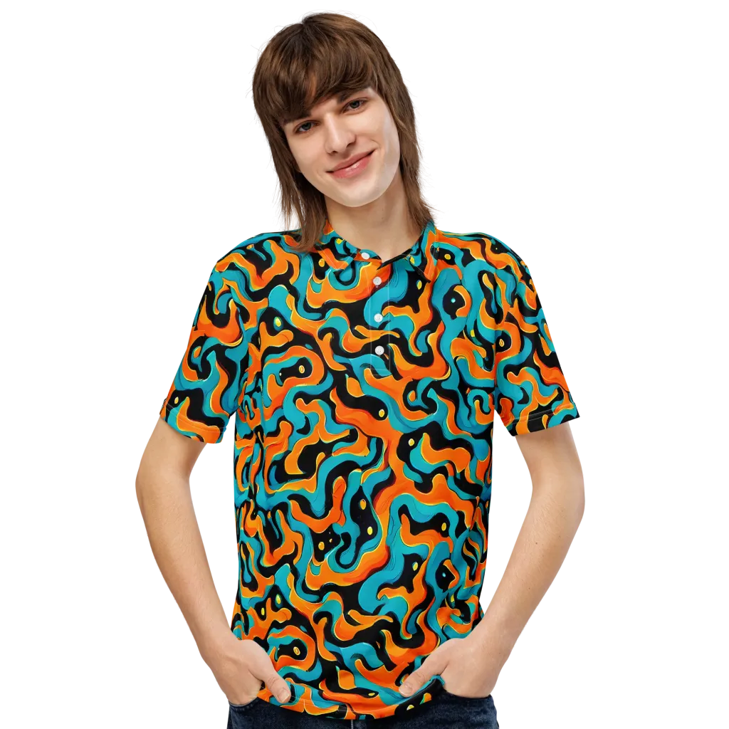 Voltage Wave on Men's Slim Fit Polo Shirt — Front