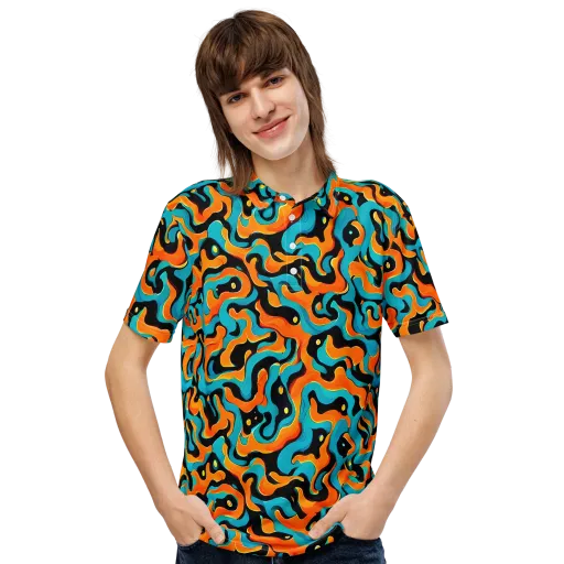 Voltage Wave on a Men's Slim Fit Polo Shirt