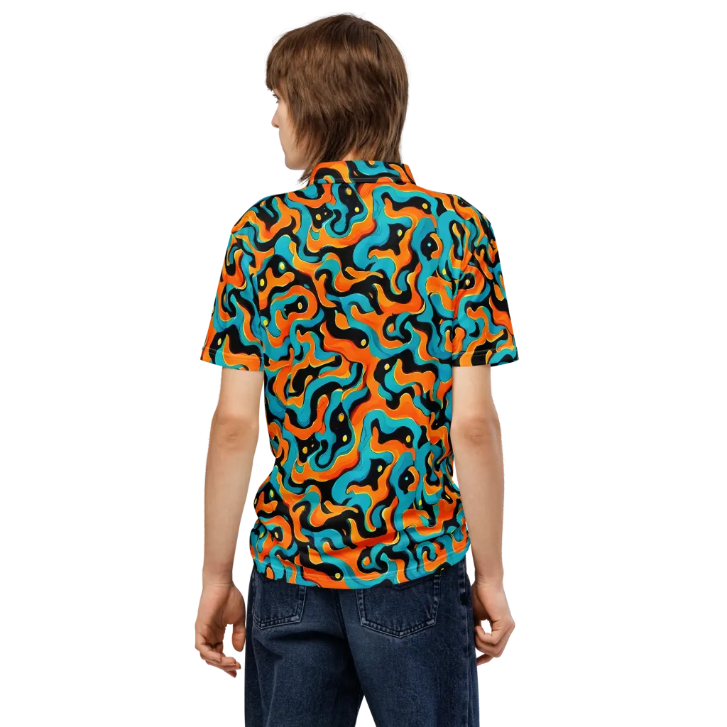 Voltage Wave on Men's Slim Fit Polo Shirt — Back