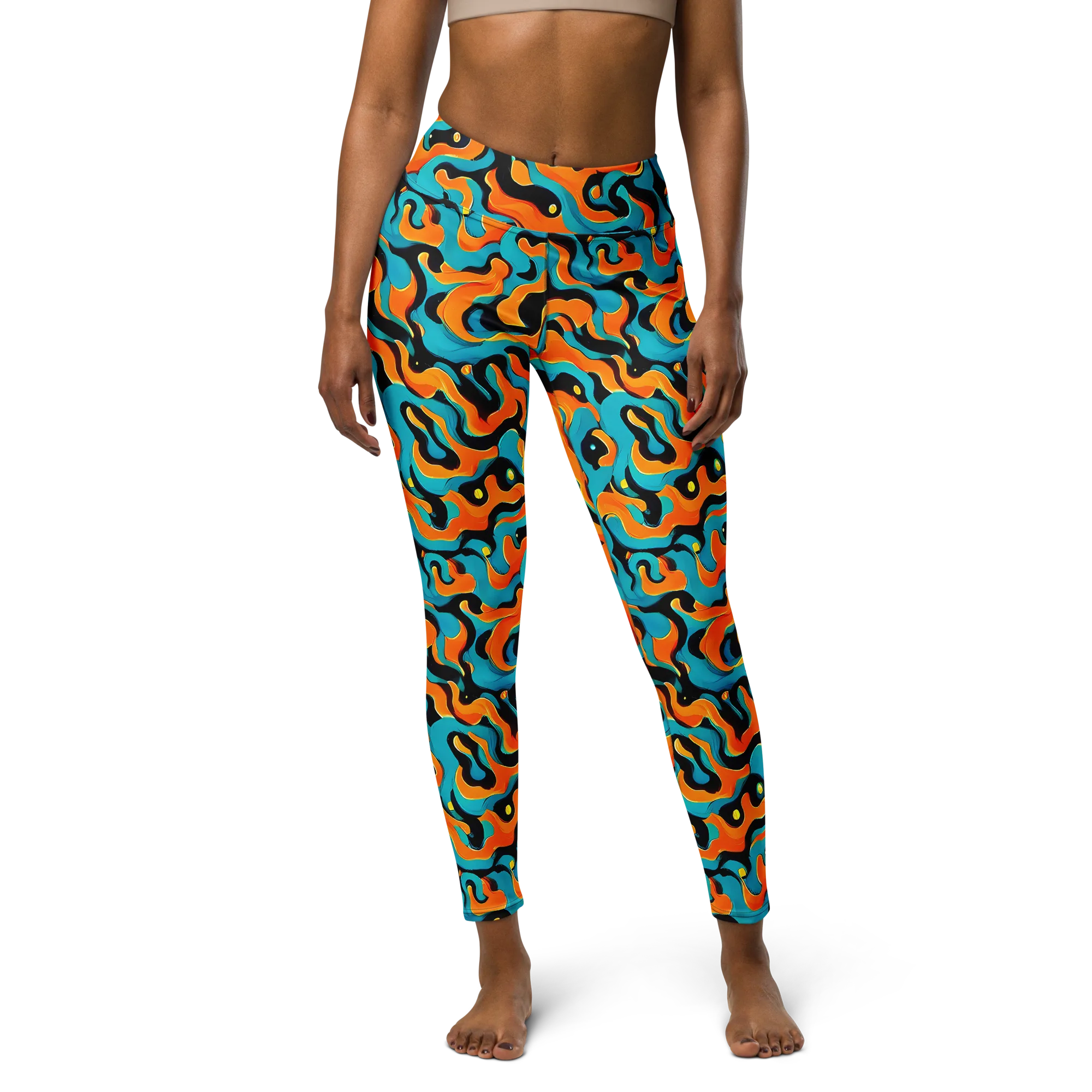 Voltage Wave on Yoga Leggings — Front