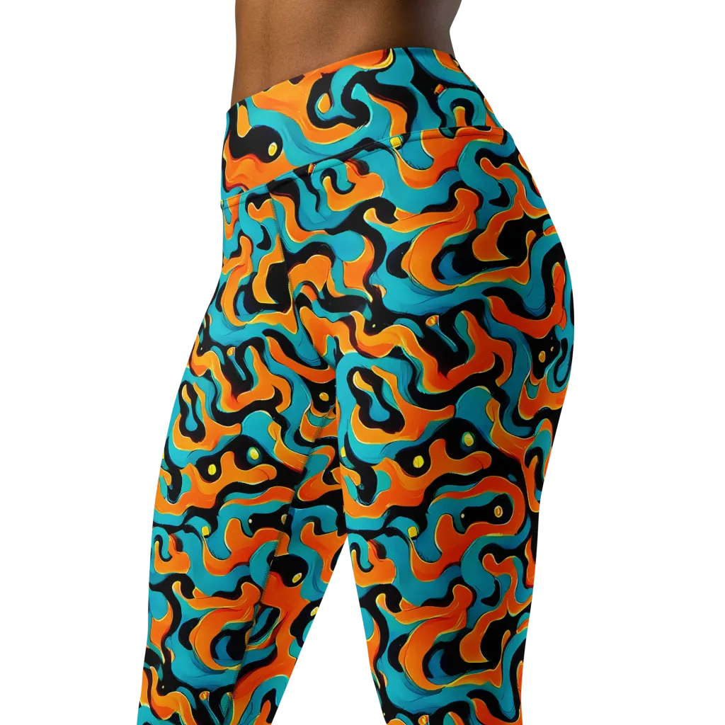 Voltage Wave on Yoga Leggings — Left Front