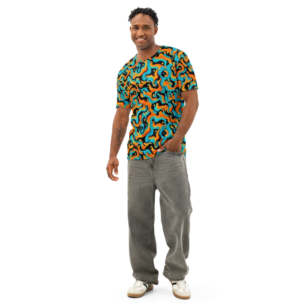 Voltage Wave on Men's Cotton Crew Neck T-Shirt — Front