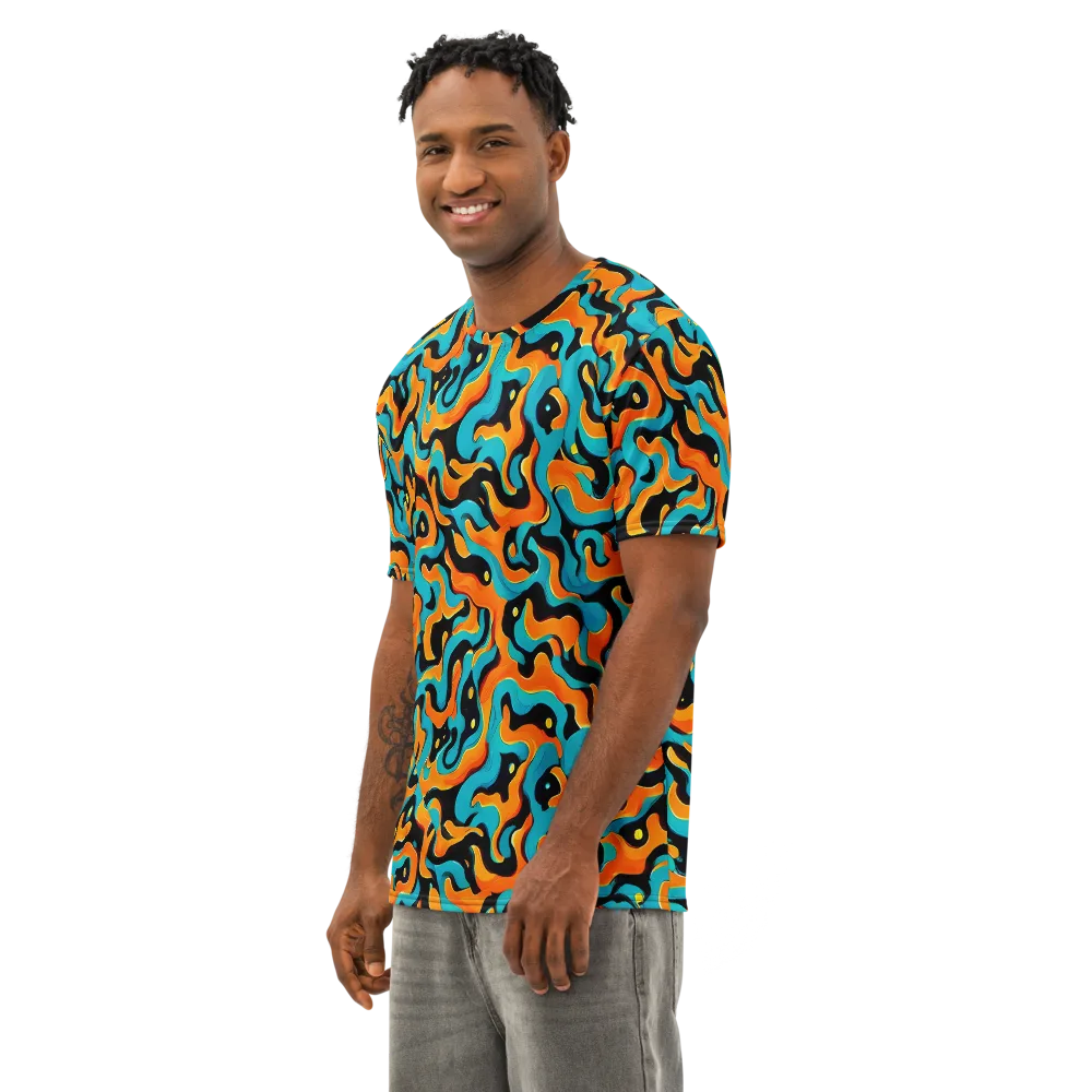 Voltage Wave on Men's Cotton Crew Neck T-Shirt — Left Front