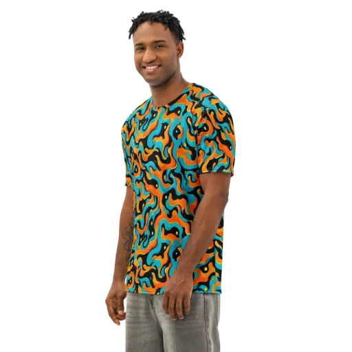Voltage Wave on a Men's Cotton Crew Neck T-Shirt