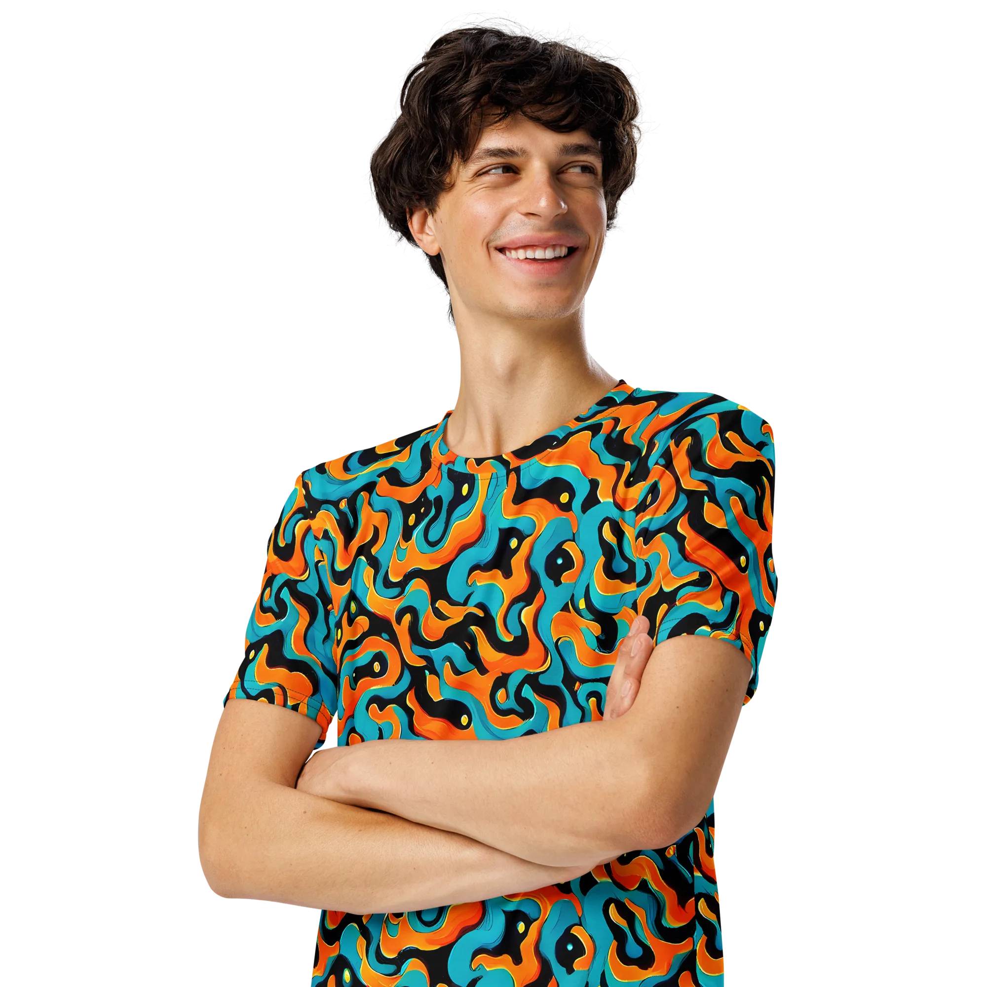 Voltage Wave on Men's Crew Neck T-Shirt — Left Front