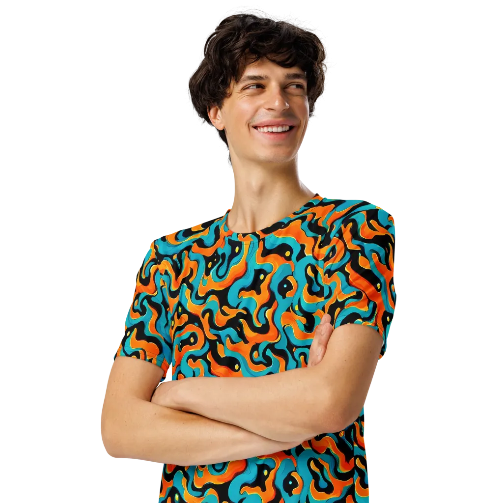 Voltage Wave on Men's Crew Neck T-Shirt — Left Front