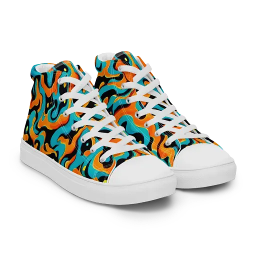Voltage Wave on a Men's High Top Canvas Shoes