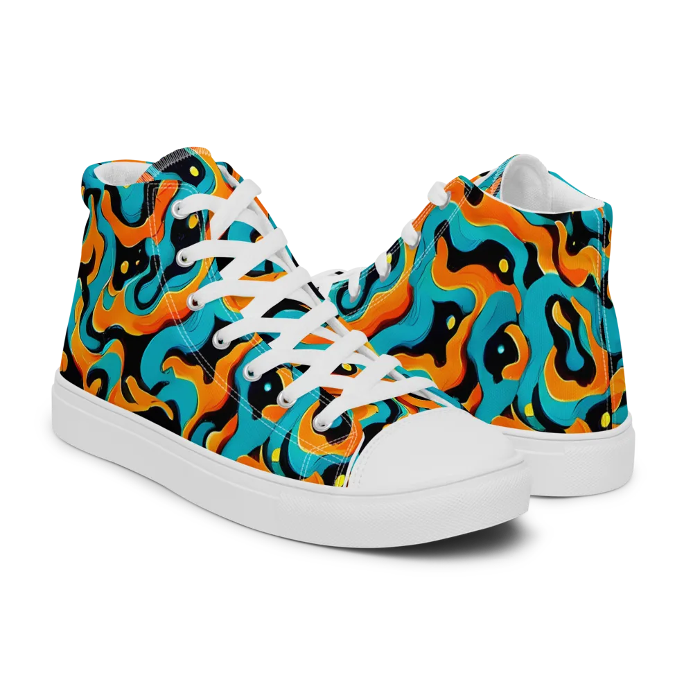 Voltage Wave on Men's High Top Canvas Shoes — Right