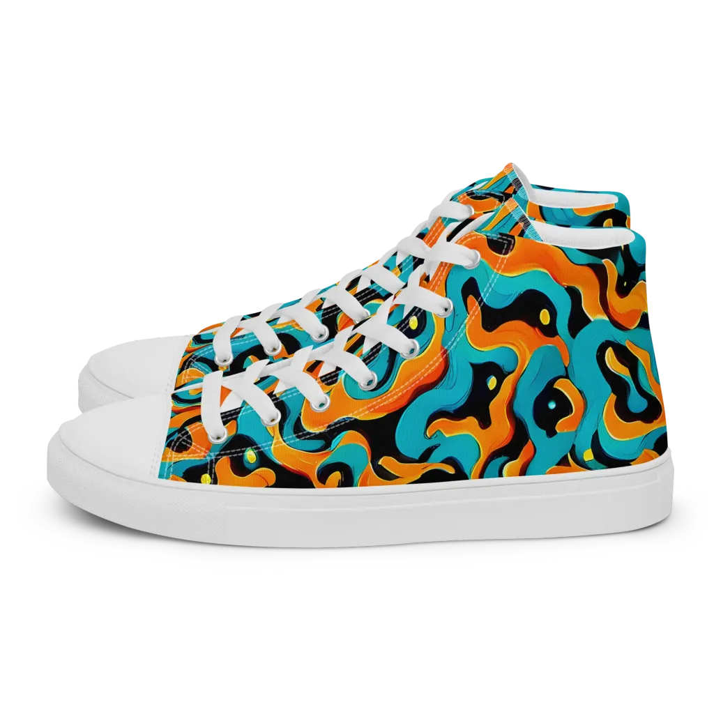 Voltage Wave on Women's High Top Canvas Shoes — Left