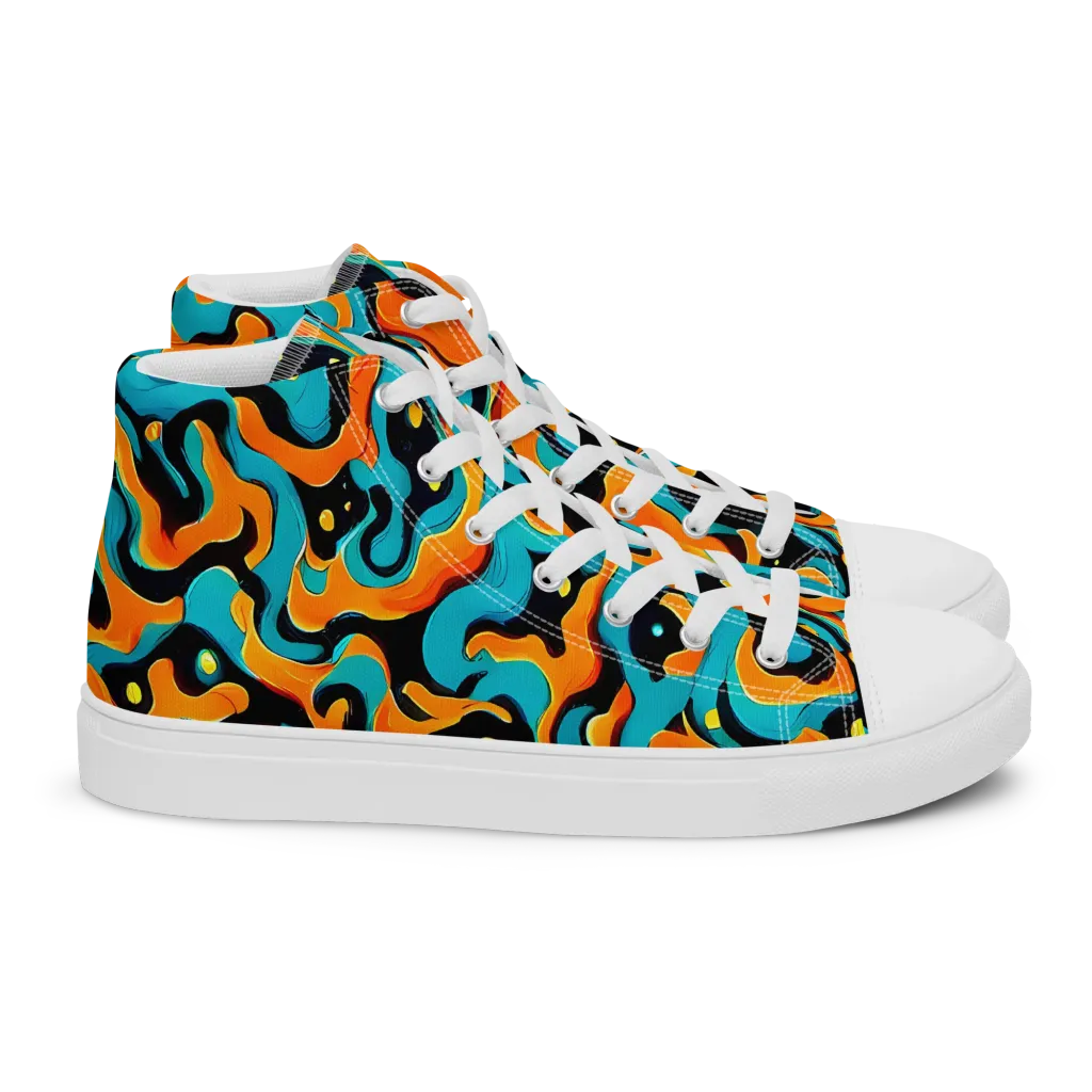 Voltage Wave on Women's High Top Canvas Shoes — Right