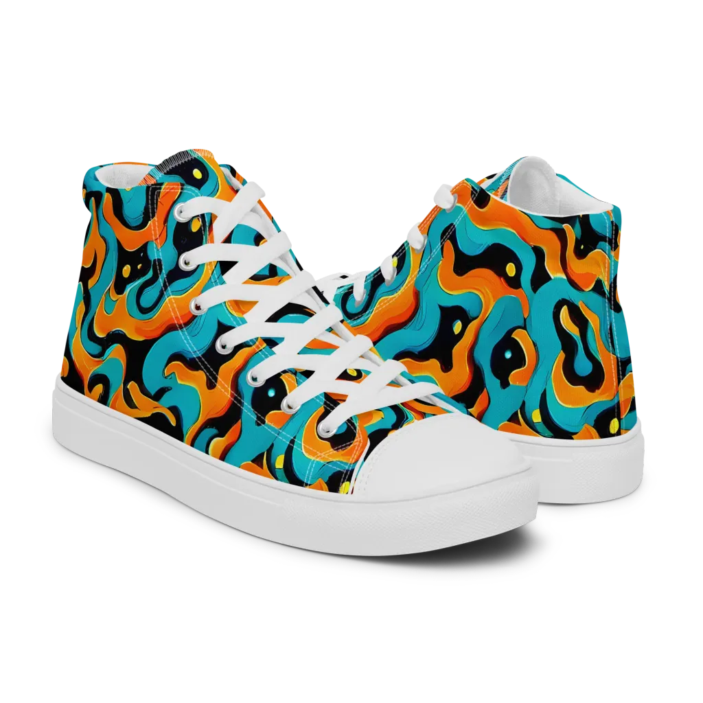 Voltage Wave on Women's High Top Canvas Shoes — Right
