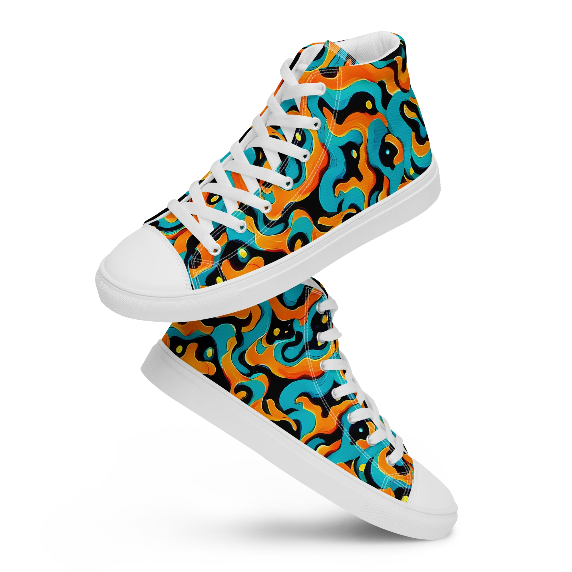 Voltage Wave on Women's High Top Canvas Shoes — Front