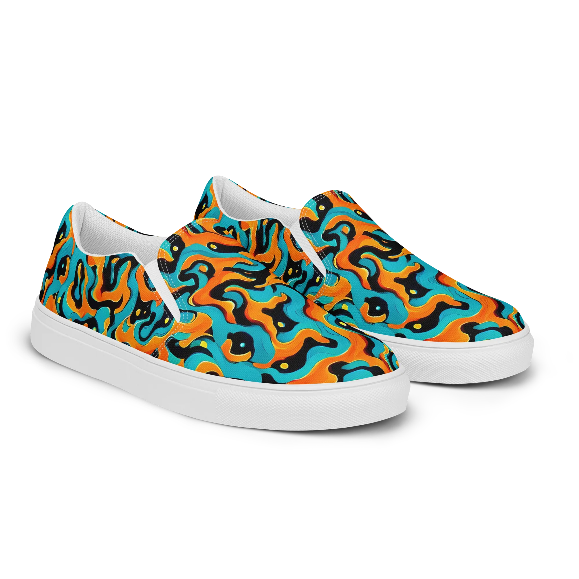 Voltage Wave on Men's Slip-On Canvas Shoes — Right Front