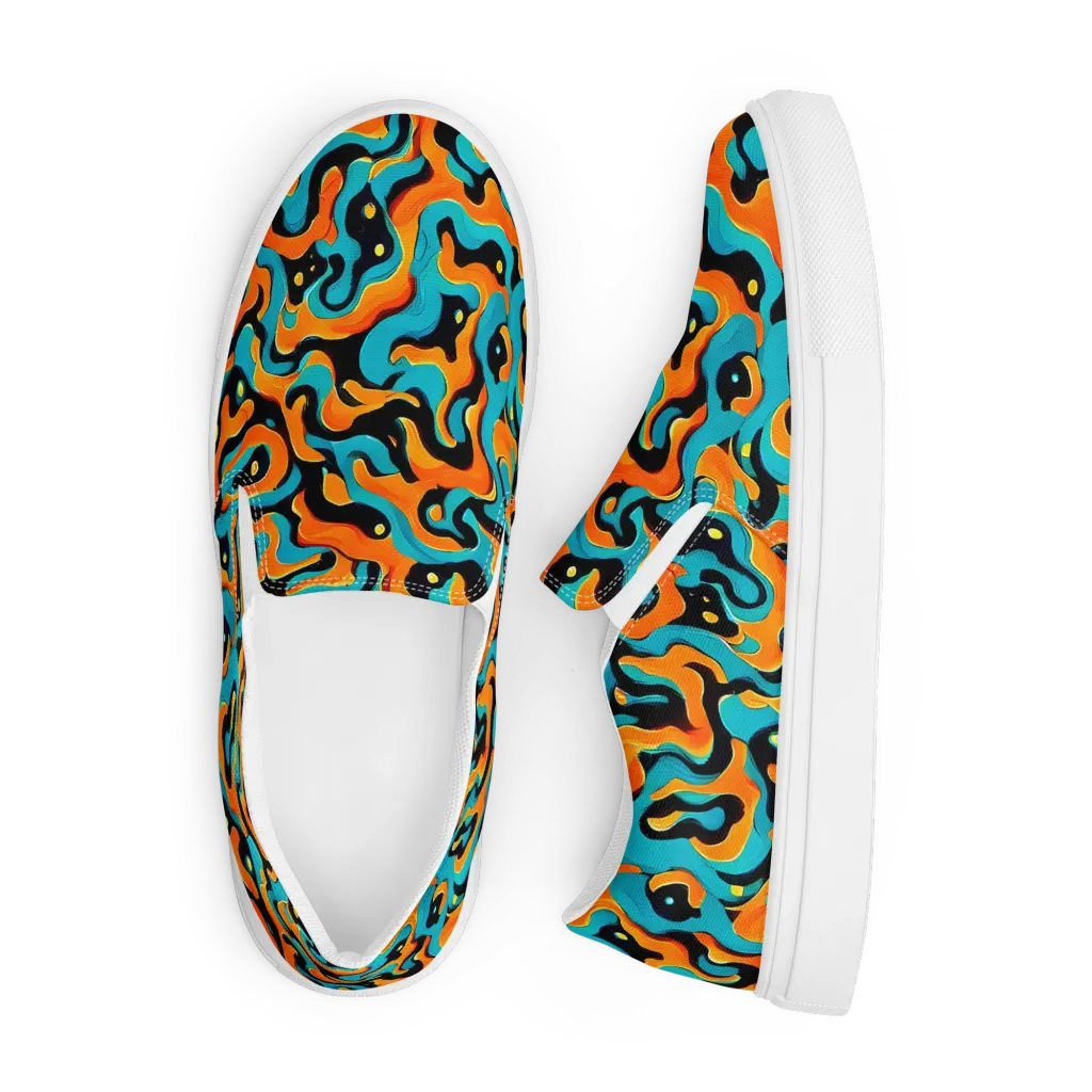 Voltage Wave on Men's Slip-On Canvas Shoes — Front