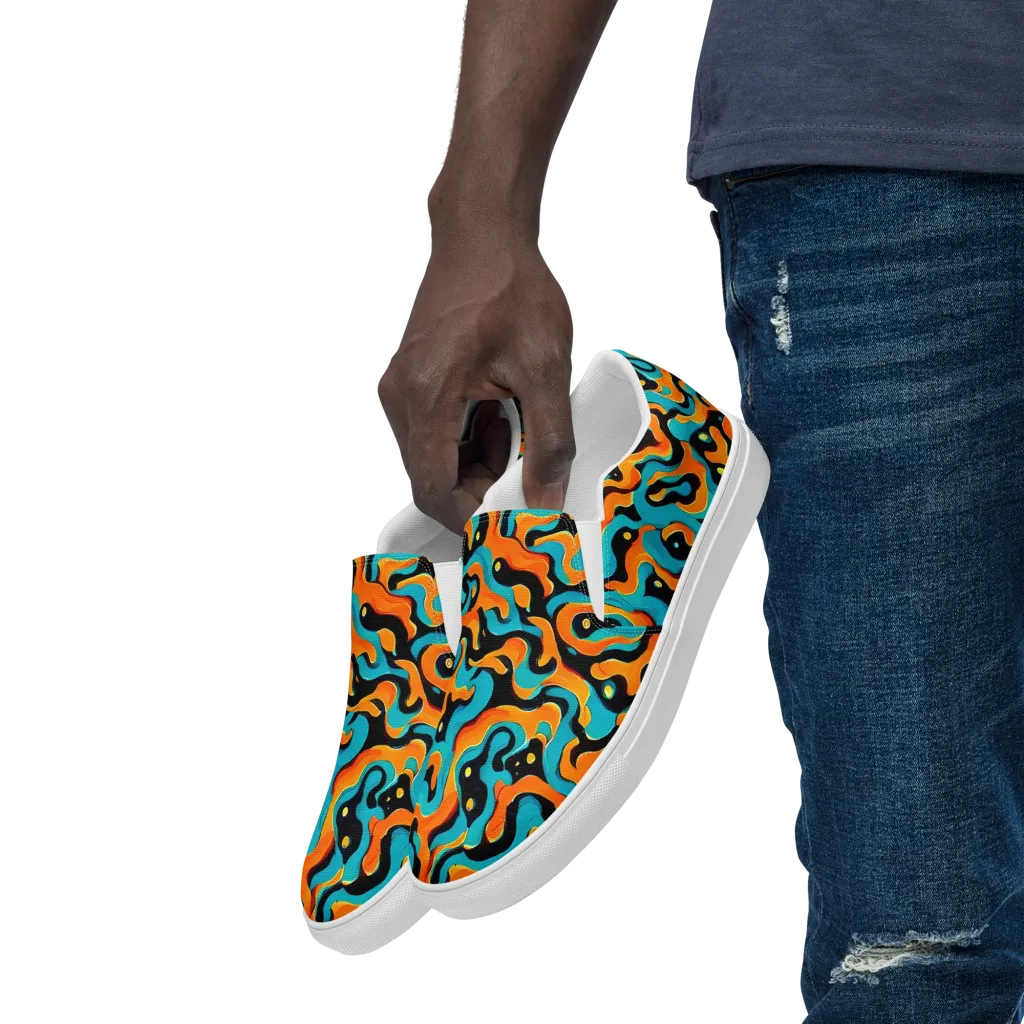 Voltage Wave on Men's Slip-On Canvas Shoes — Left Front