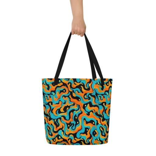 Voltage Wave on a Large Tote Bag W/ Pocket