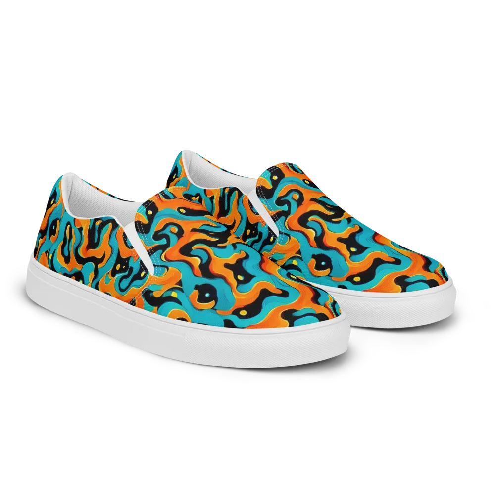 Voltage Wave on Women's Slip-On Canvas Shoes — Right Front