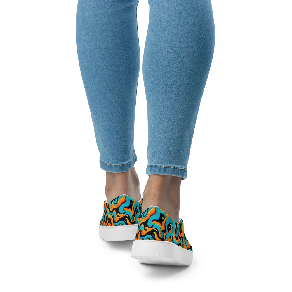 Voltage Wave on Women's Slip-On Canvas Shoes — Back