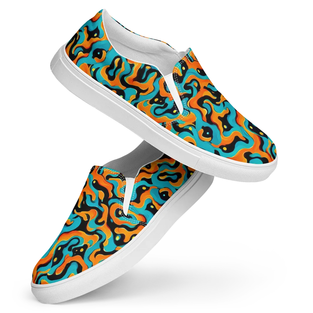 Voltage Wave on Women's Slip-On Canvas Shoes — Front