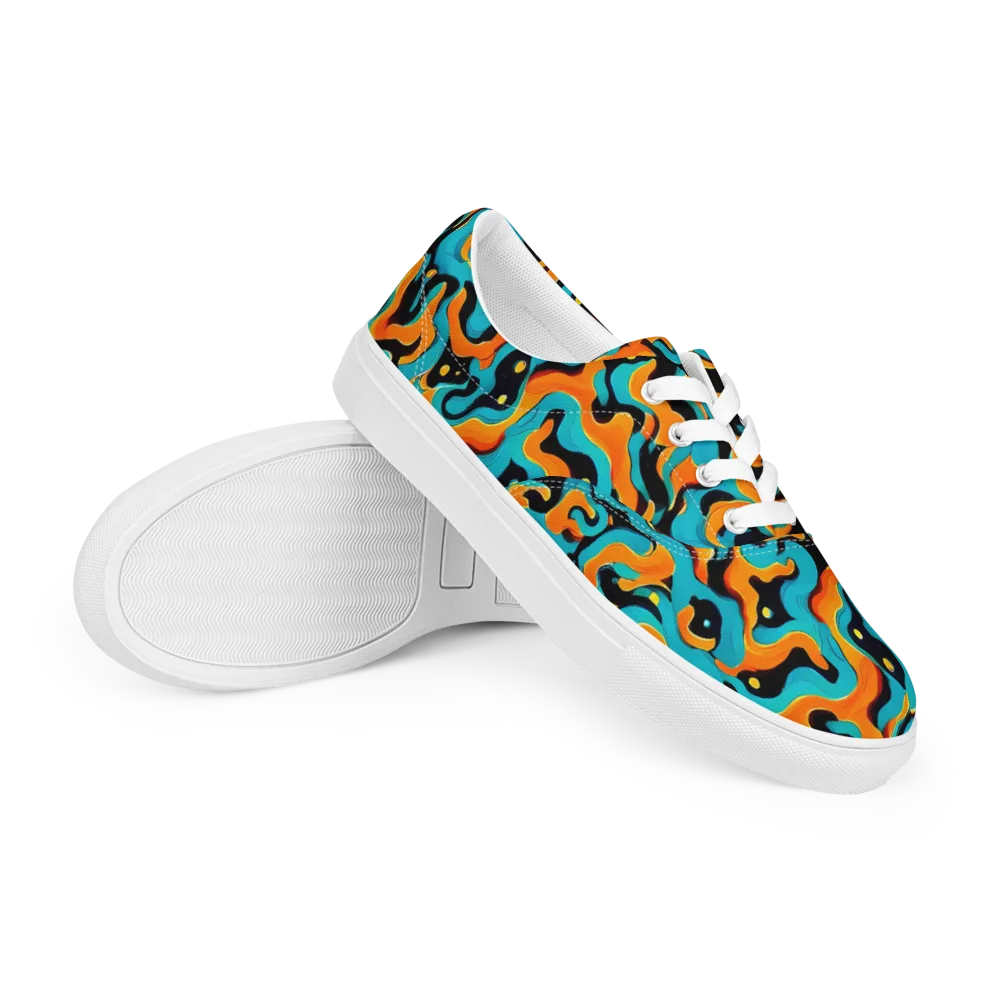Voltage Wave on Men's Lace-Up Canvas Shoes — Right Front