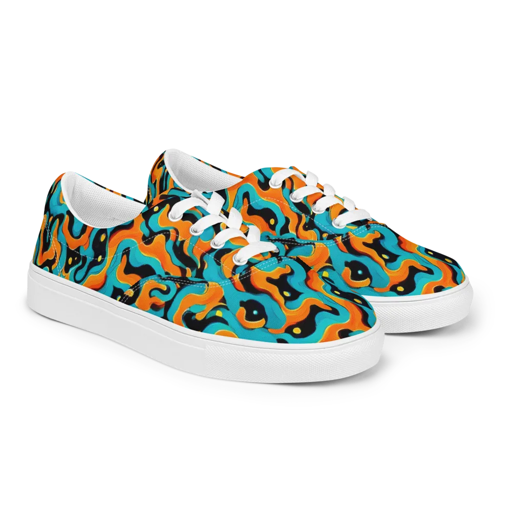 Voltage Wave on Men's Lace-Up Canvas Shoes — Right Front