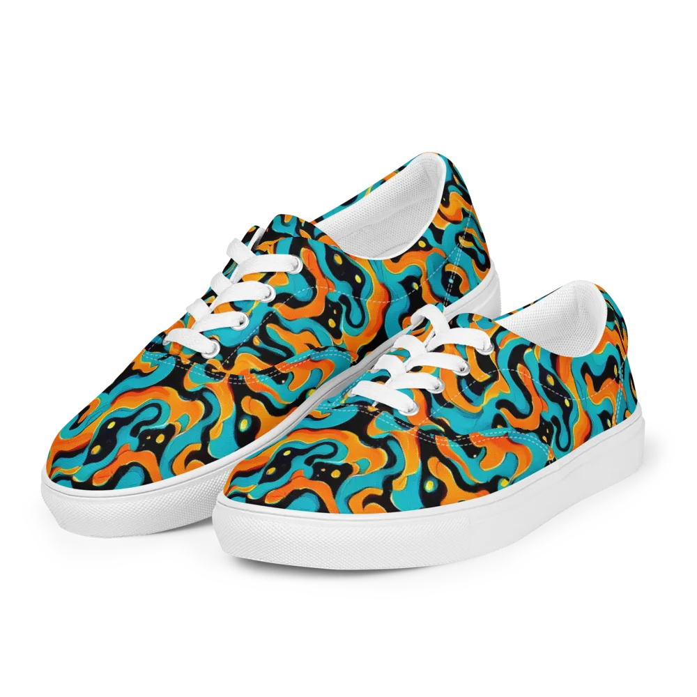 Voltage Wave on Men's Lace-Up Canvas Shoes — Left Front
