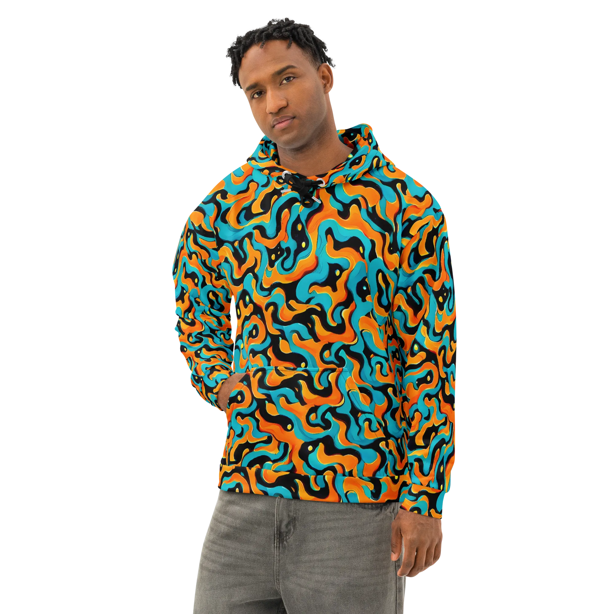 Voltage Wave on Cotton Hoodie — Left Front
