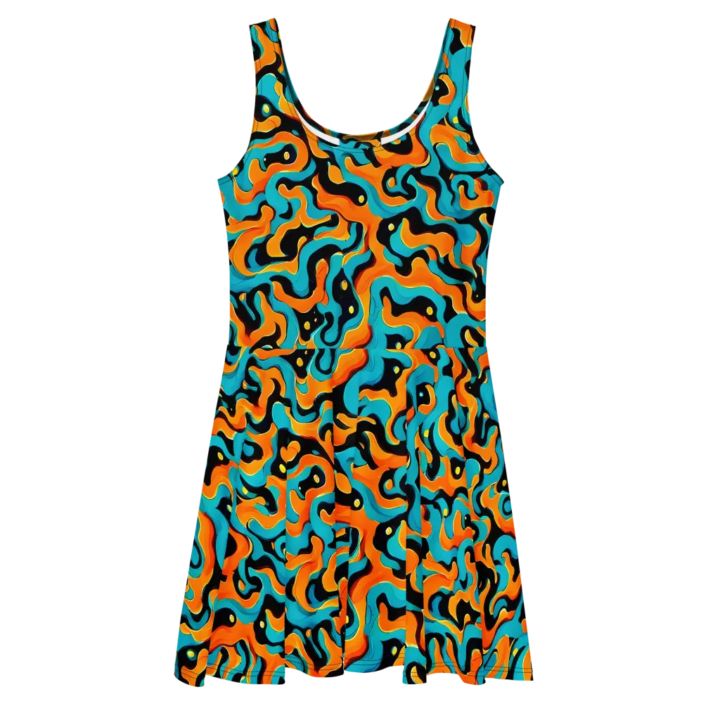 Voltage Wave on Skater Dress — Front