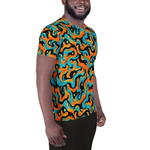 Voltage Wave on a Men's Athletic T-Shirt