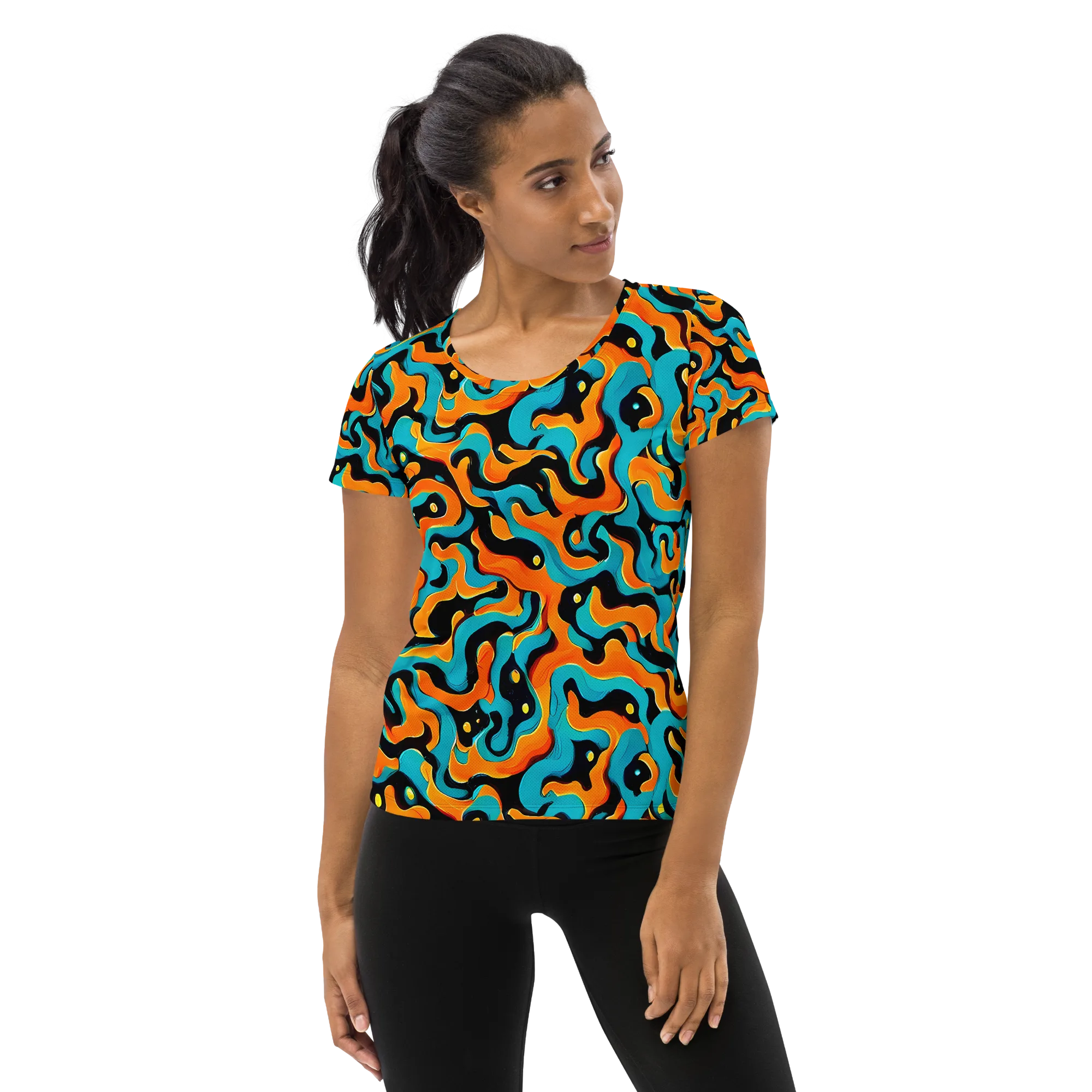 Voltage Wave on Women's Athletic T-Shirt — Front