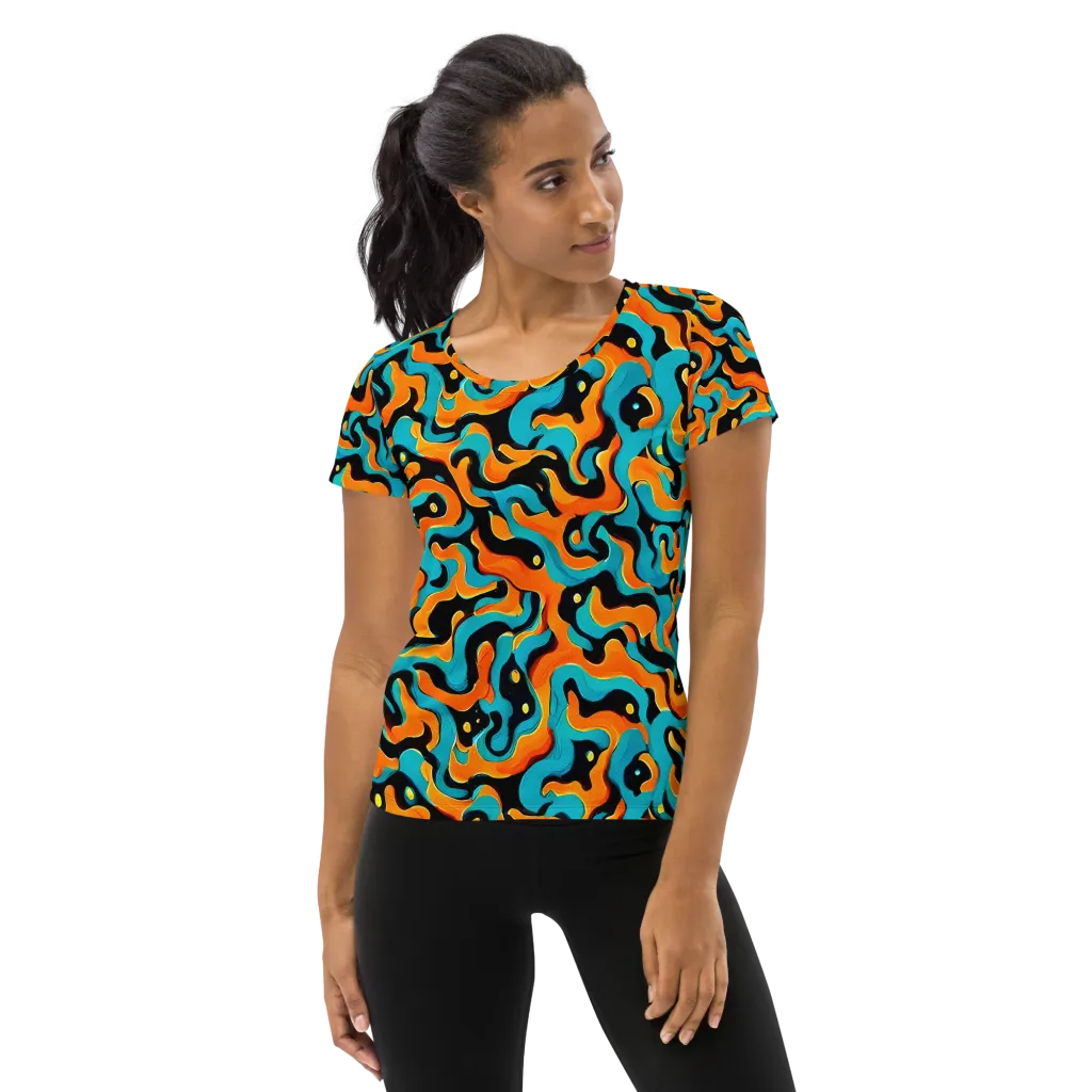 Voltage Wave on Women's Athletic T-Shirt — Front