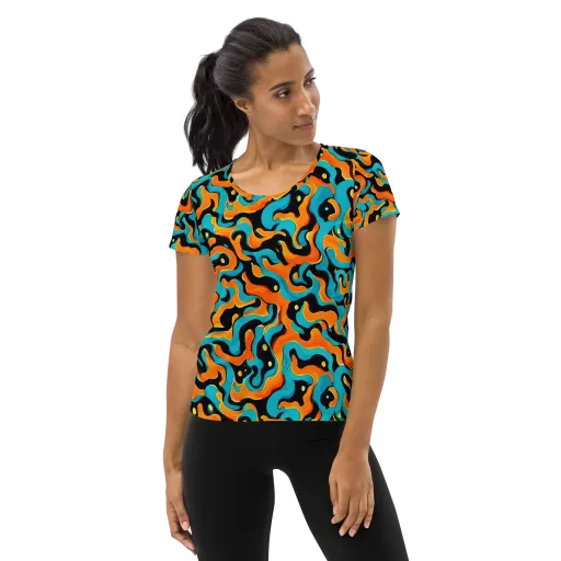 Voltage Wave on a Women's Athletic T-Shirt