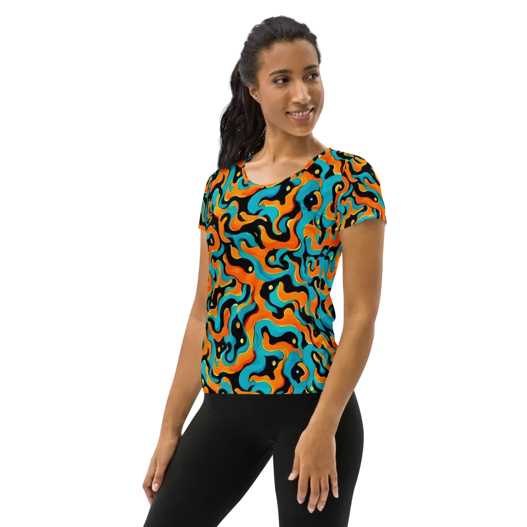 Voltage Wave on Women's Athletic T-Shirt — Left