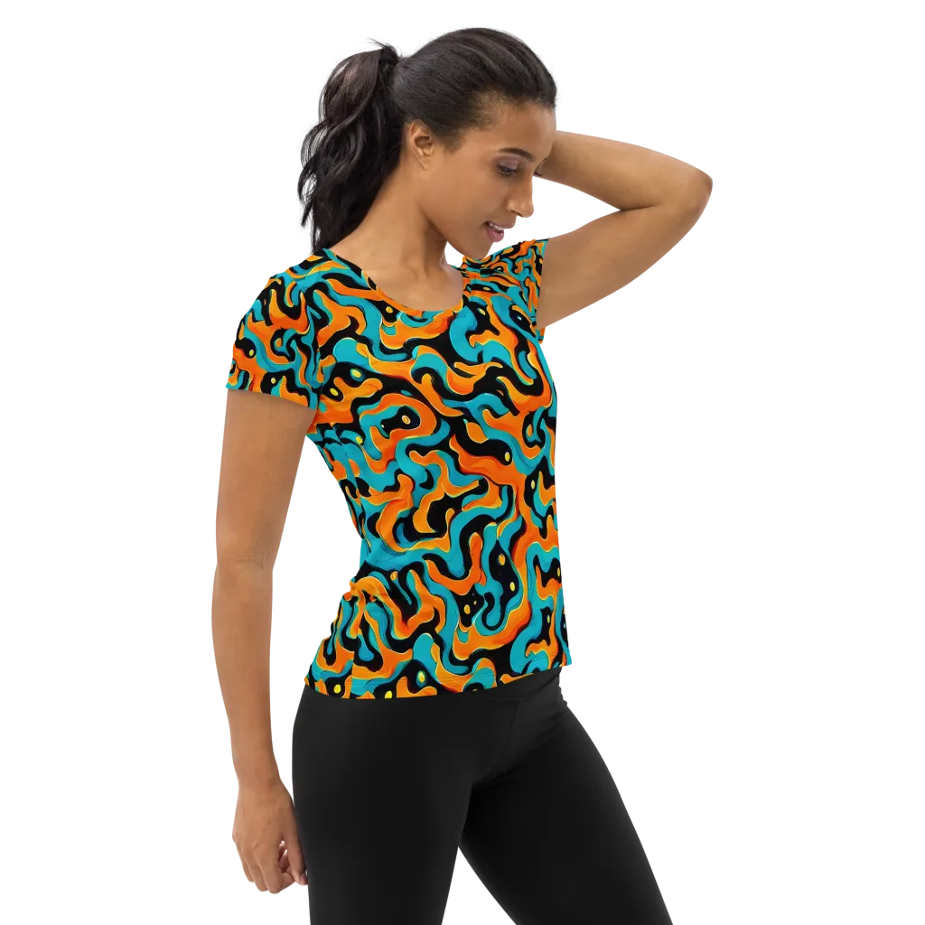 Voltage Wave on Women's Athletic T-Shirt — Right