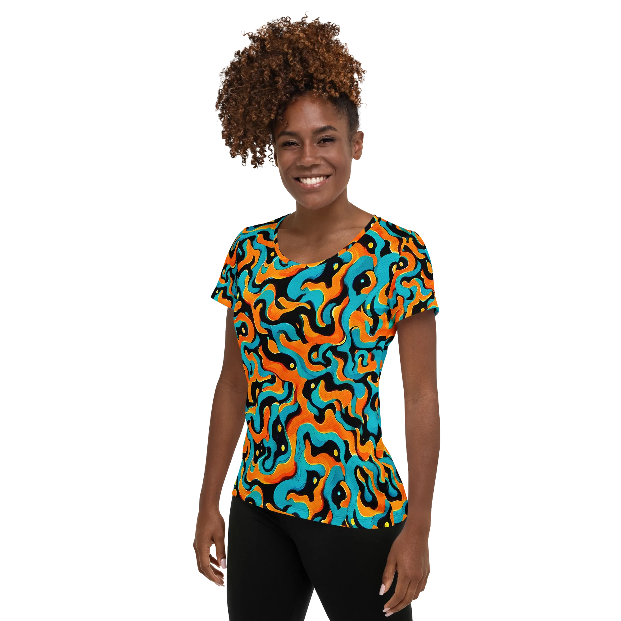 Voltage Wave on Women's Athletic T-Shirt — Left