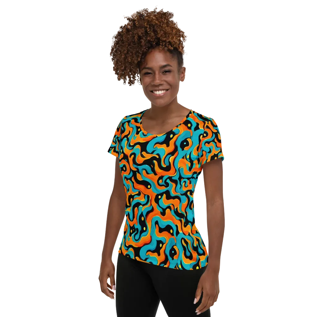 Voltage Wave on Women's Athletic T-Shirt — Left