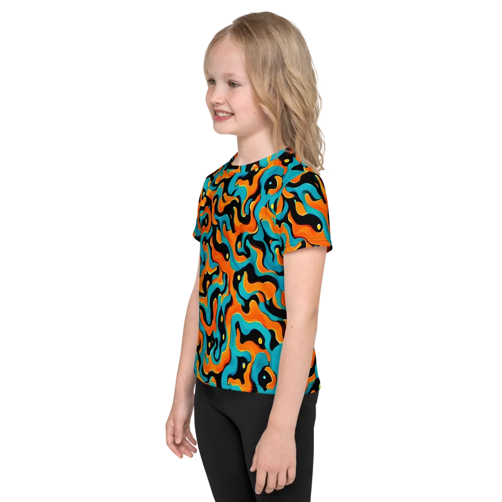 Voltage Wave on Kids Crew Neck T-Shirt — Left