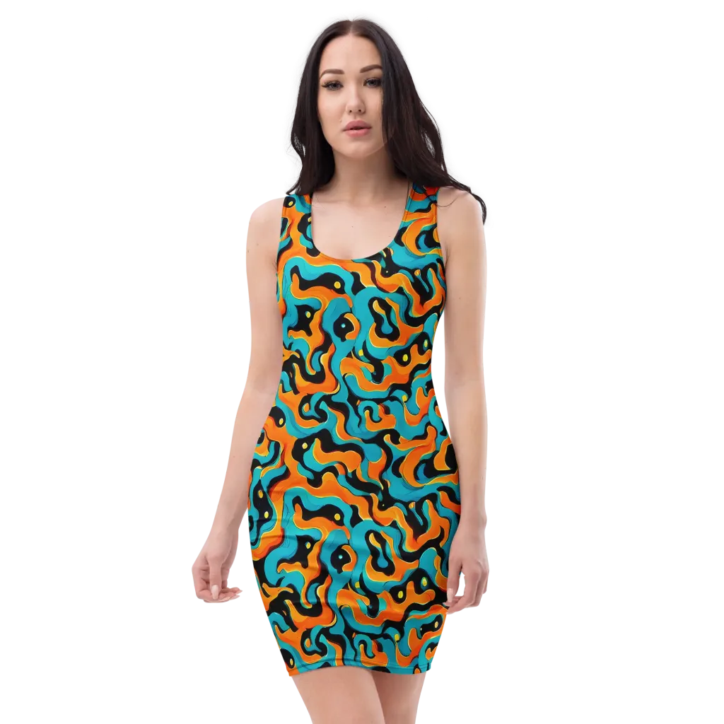 Voltage Wave on Bodycon Dress — Front