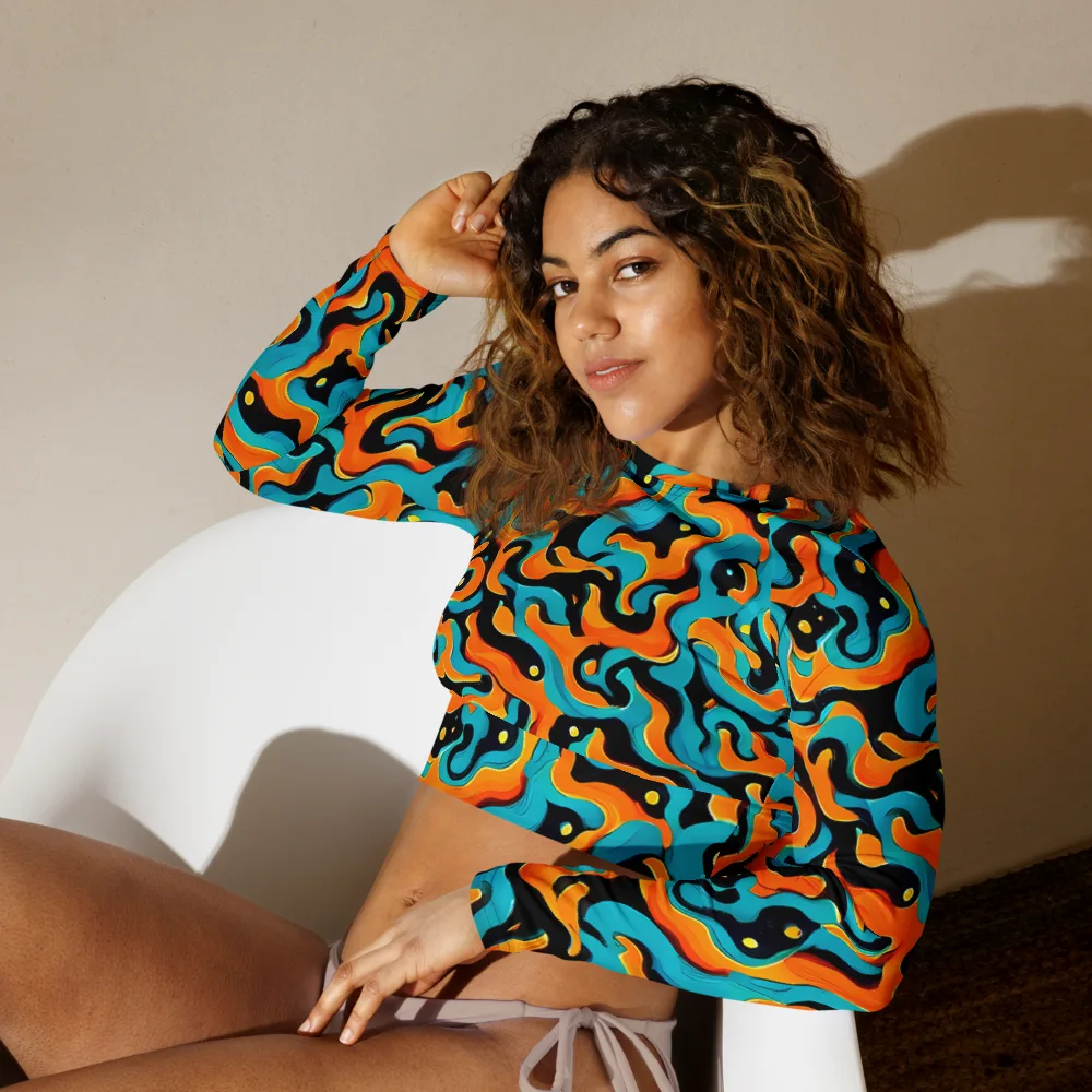 Voltage Wave on Long Sleeve Crop Top — Left Front