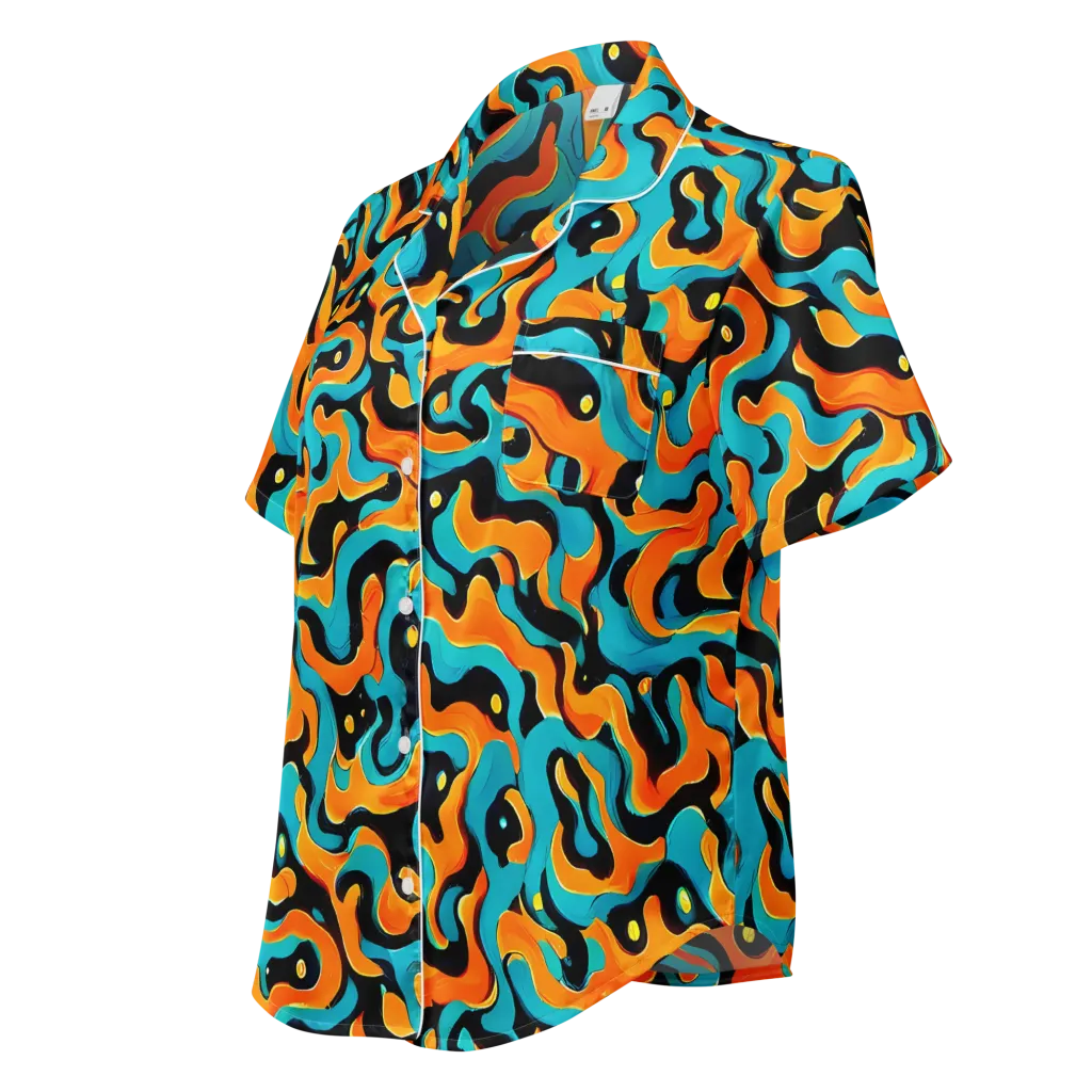 Voltage Wave on Women's Short Sleeve Pajama Top — Left Front