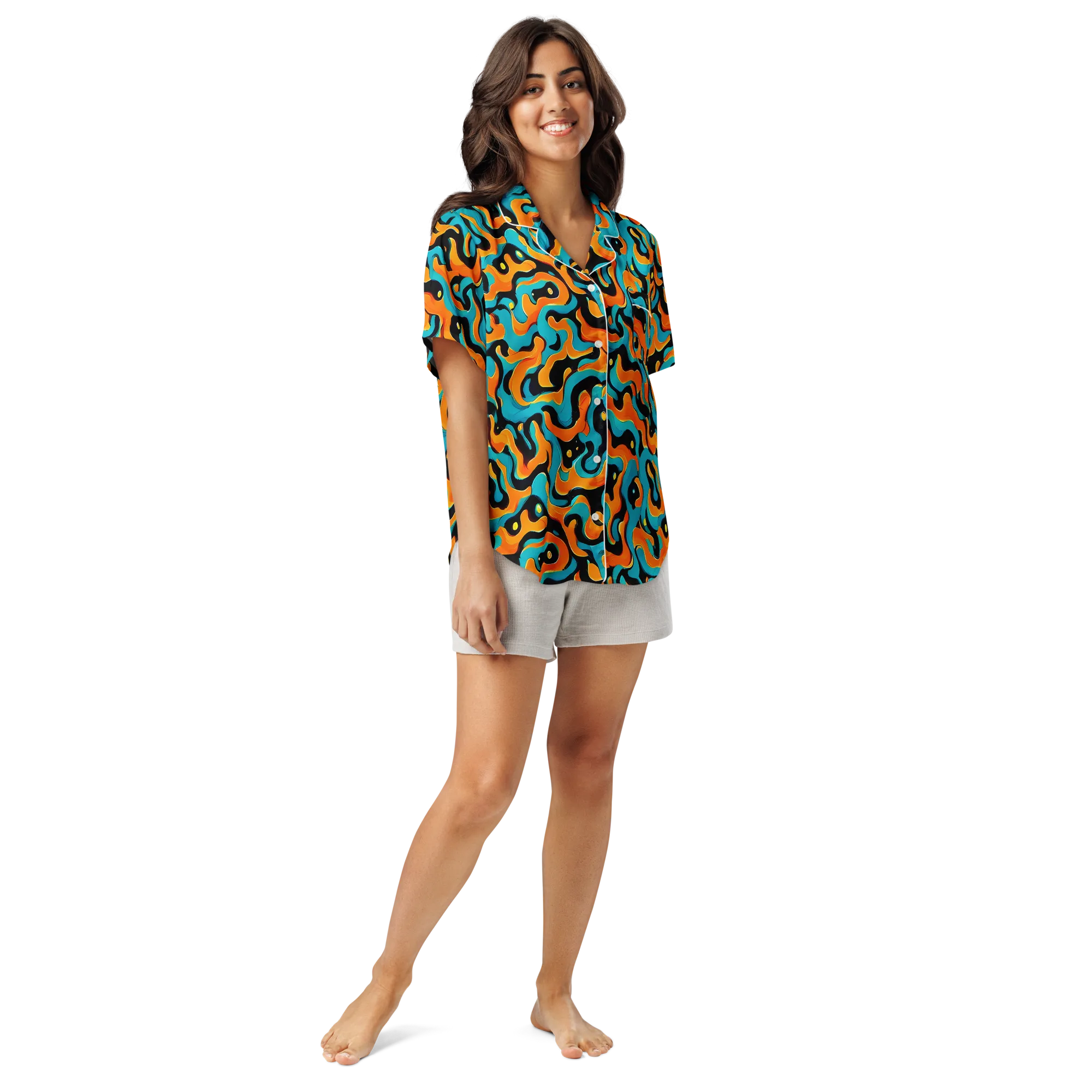 Voltage Wave on Women's Short Sleeve Pajama Top — Front