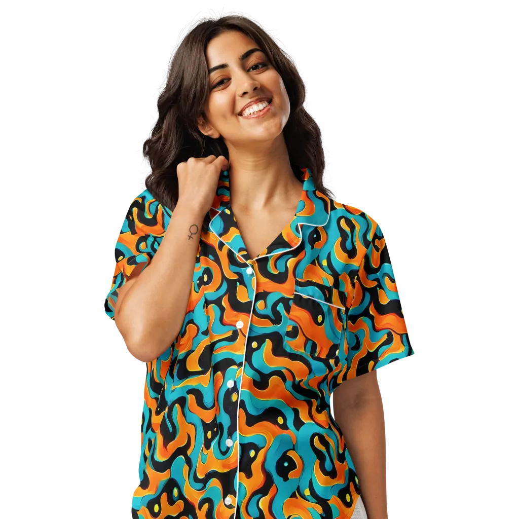 Voltage Wave on Women's Short Sleeve Pajama Top — Front