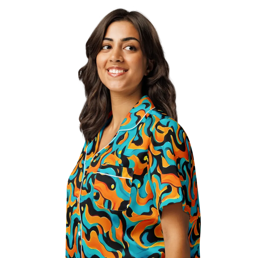 Voltage Wave on Women's Short Sleeve Pajama Top — Left Front