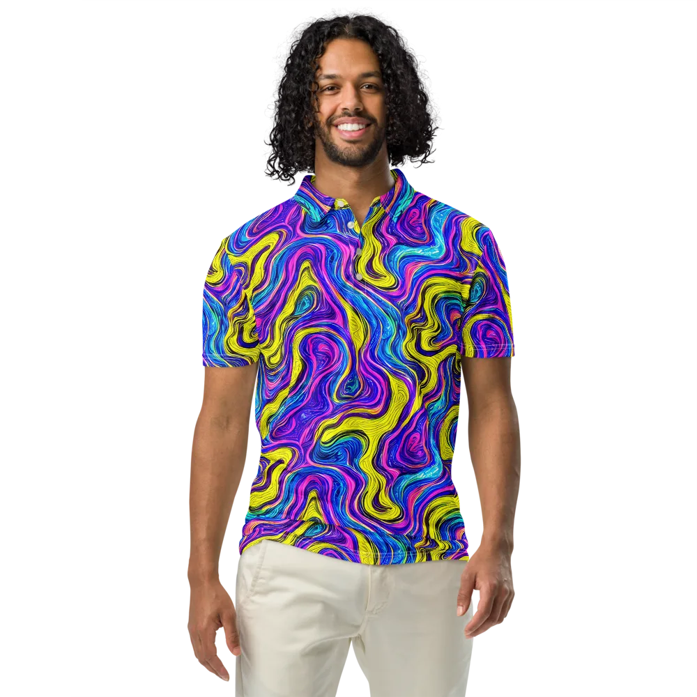 Vivid Whirl on Men's Slim Fit Polo Shirt — Front