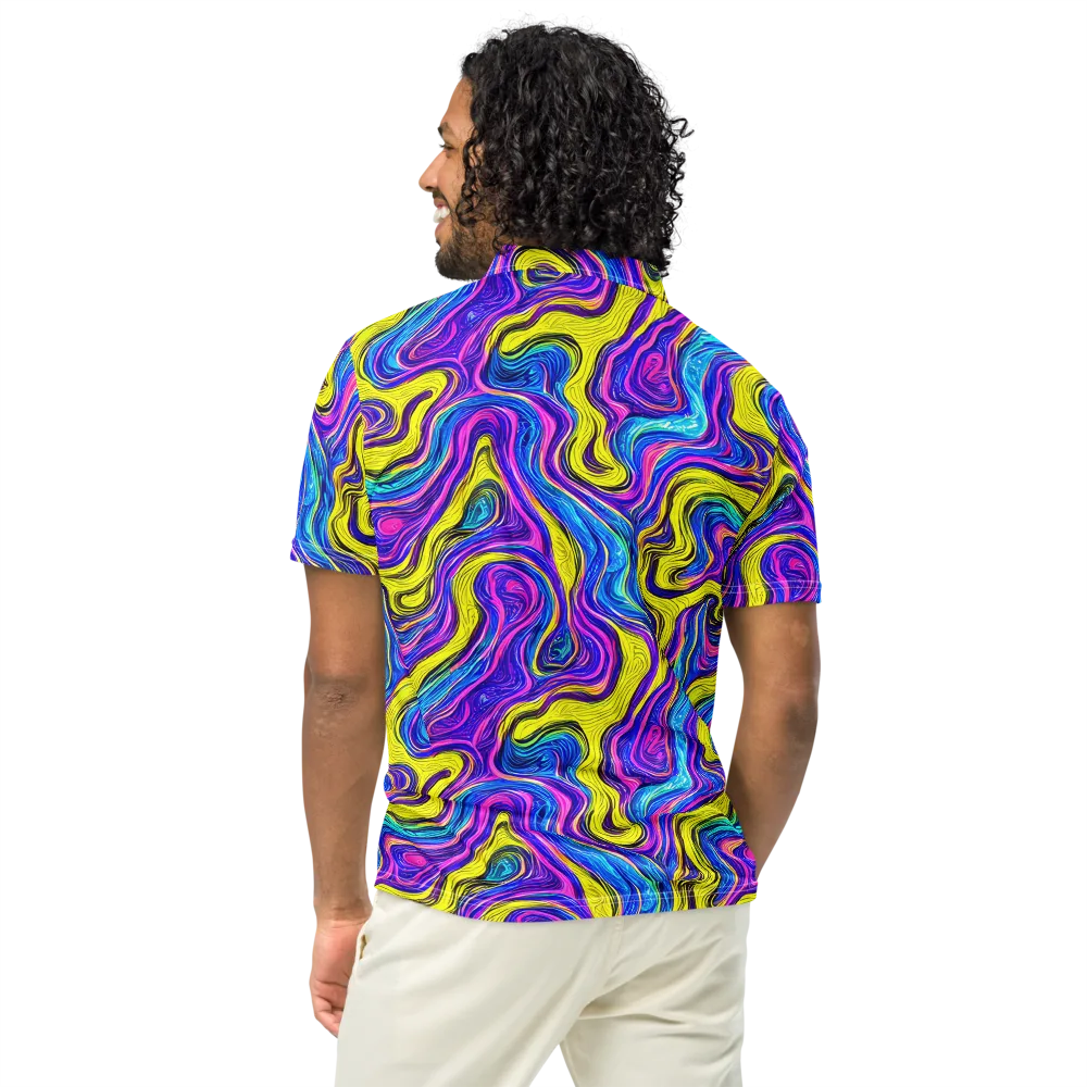 Vivid Whirl on Men's Slim Fit Polo Shirt — Back