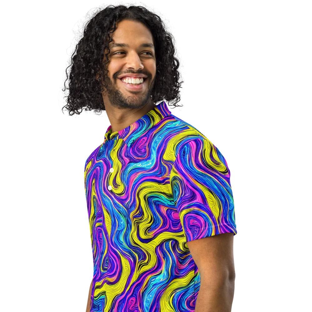 Vivid Whirl on Men's Slim Fit Polo Shirt — Left Front